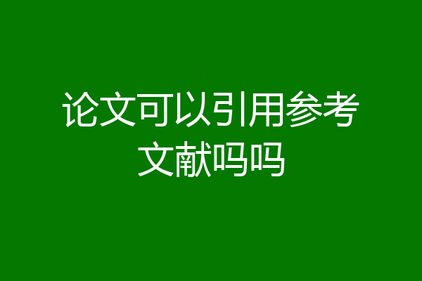 论文可以引用参考文献吗吗