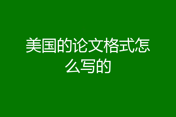 美国的论文格式怎么写的