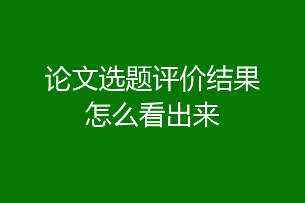 论文选题评价结果怎么看出来
