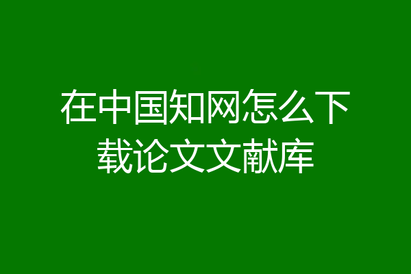 在中国知网怎么下载论文文献库