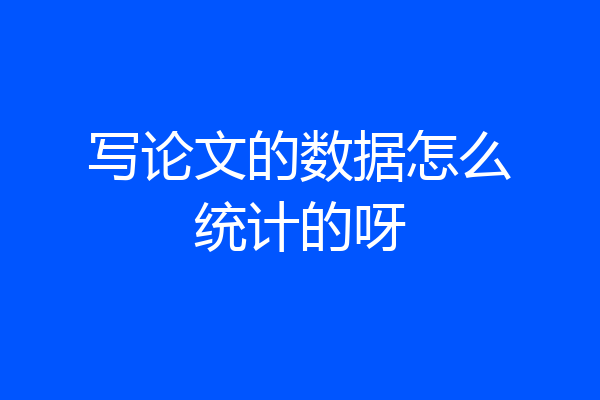 写论文的数据怎么统计的呀