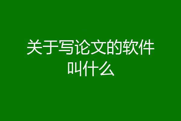 关于写论文的软件叫什么