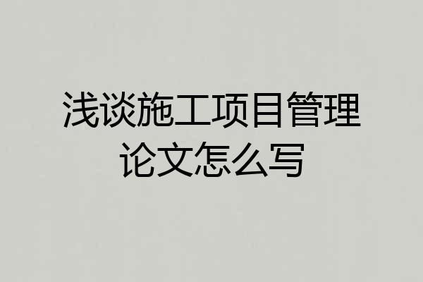 浅谈施工项目管理论文怎么写