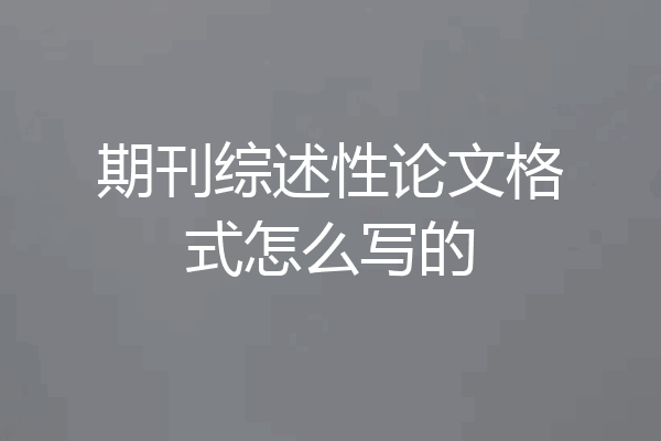 期刊综述性论文格式怎么写的