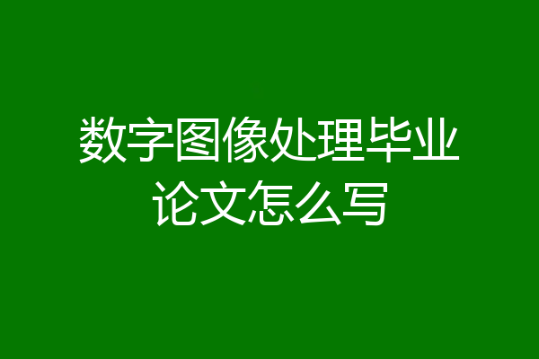 数字图像处理毕业论文怎么写