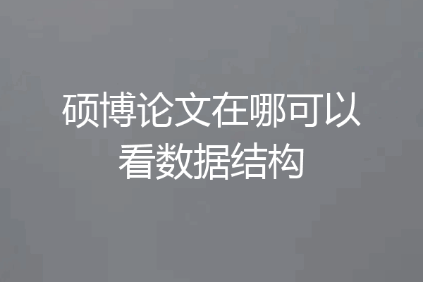 硕博论文在哪可以看数据结构