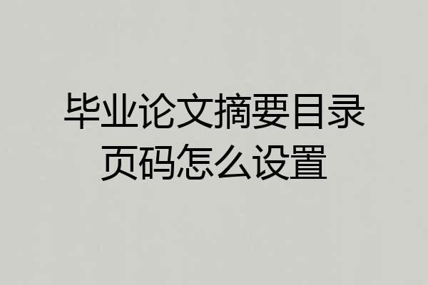 毕业论文摘要目录页码怎么设置