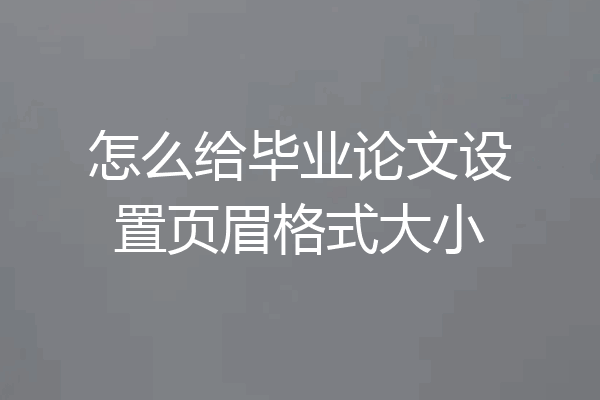 怎么给毕业论文设置页眉格式大小