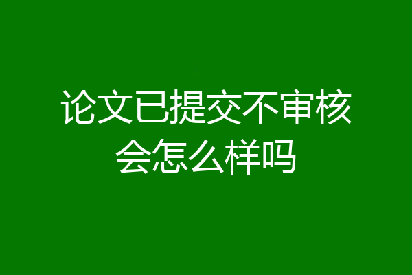 论文已提交不审核会怎么样吗