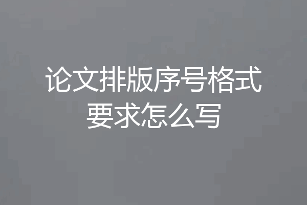论文排版序号格式要求怎么写
