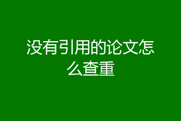 没有引用的论文怎么查重