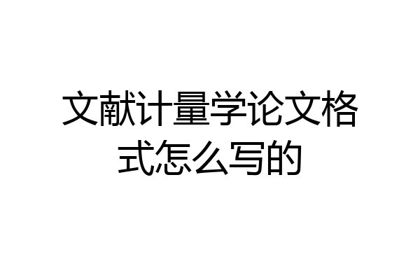 文献计量学论文格式怎么写的