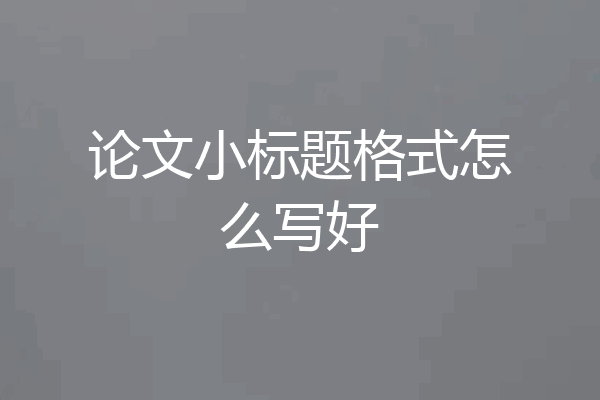 论文小标题格式怎么写好