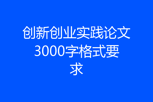 创新创业实践论文3000字格式要求