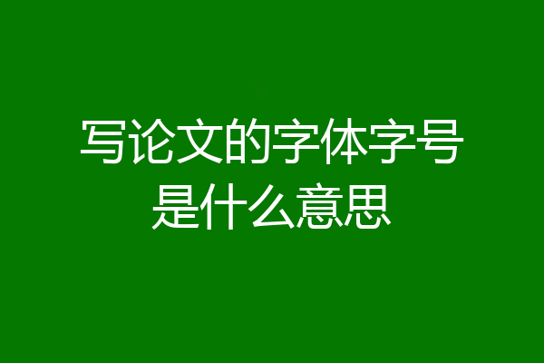 写论文的字体字号是什么意思