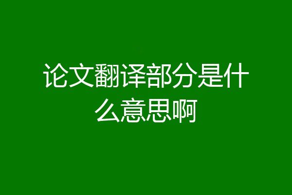 论文翻译部分是什么意思啊