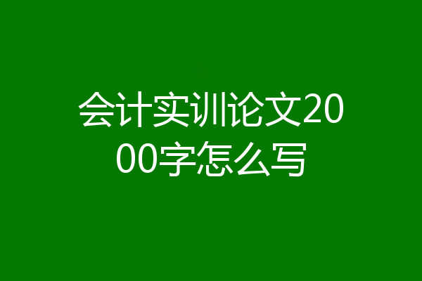 会计实训论文2000字怎么写
