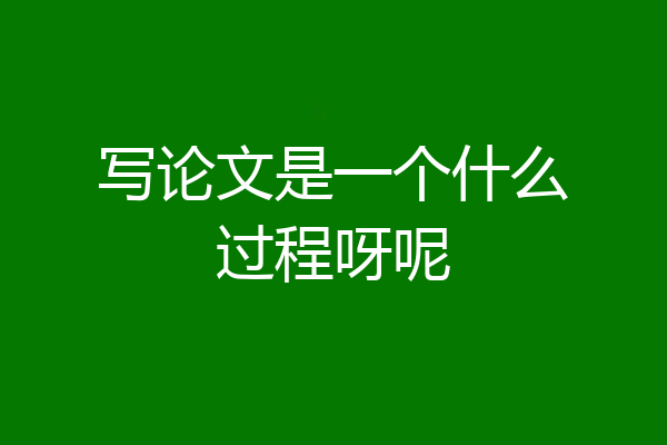 写论文是一个什么过程呀呢