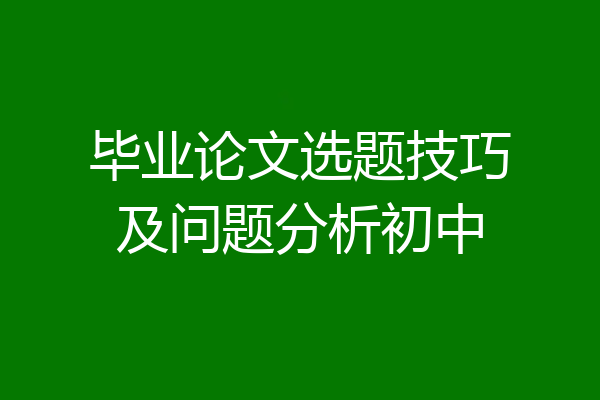 毕业论文选题技巧及问题分析初中