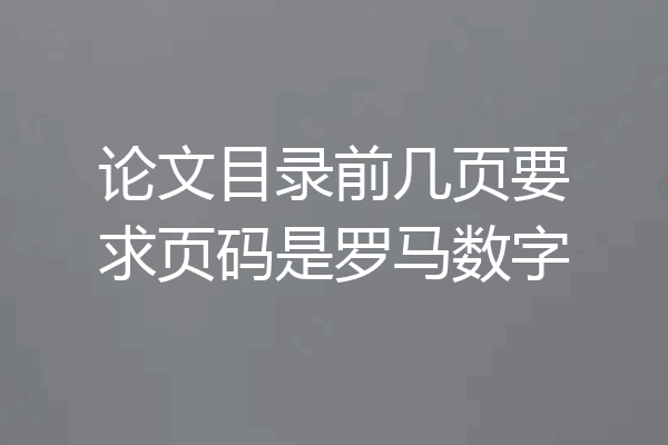 论文目录前几页要求页码是罗马数字