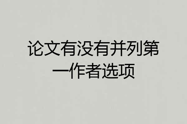 论文有没有并列第一作者选项
