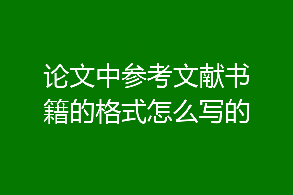 论文中参考文献书籍的格式怎么写的