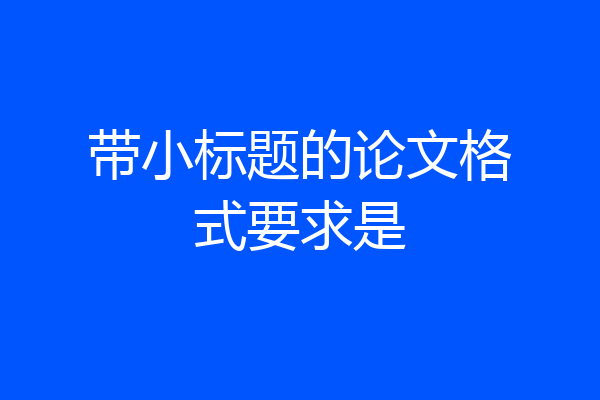 带小标题的论文格式要求是