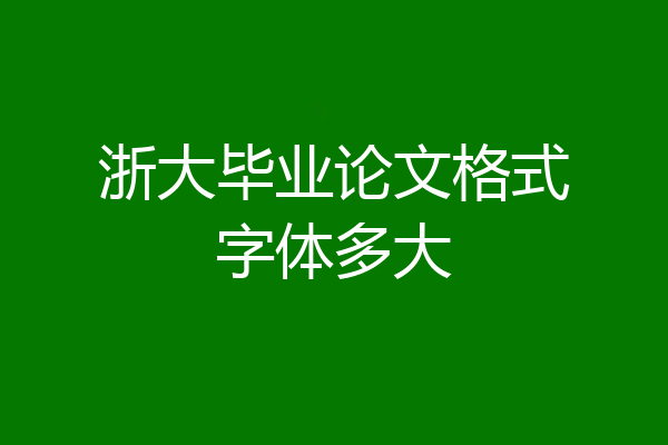 浙大毕业论文格式字体多大