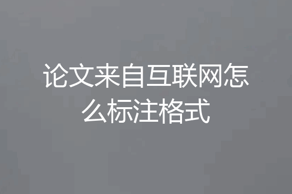 论文来自互联网怎么标注格式