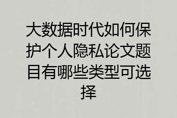 大数据时代如何保护个人隐私论文题目有哪些类型可选择