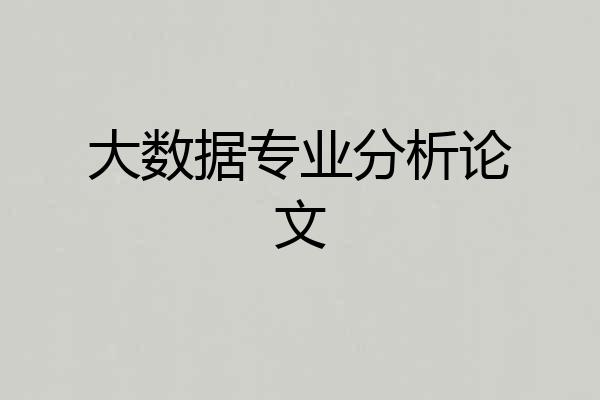 大数据专业分析论文