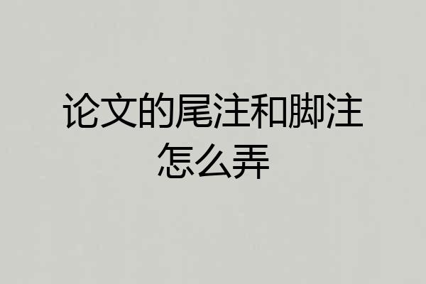 论文的尾注和脚注怎么弄