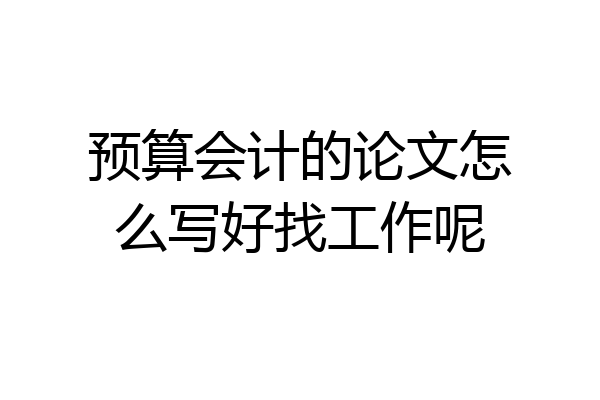 预算会计的论文怎么写好找工作呢