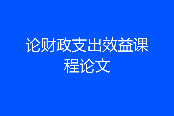 论财政支出效益课程论文