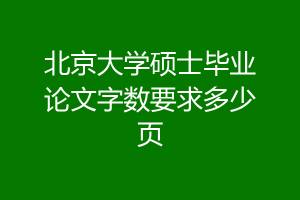 北京大学硕士毕业论文字数要求多少页