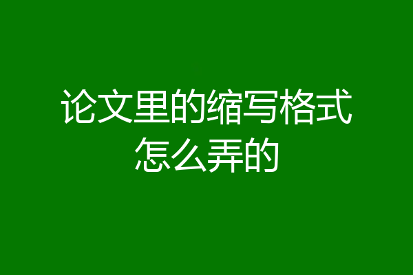 论文里的缩写格式怎么弄的