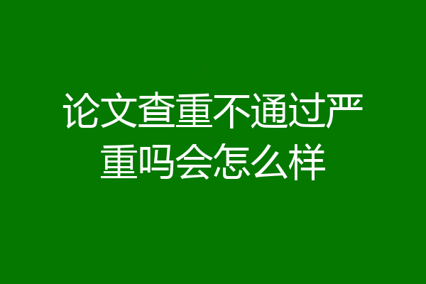 论文查重不通过严重吗会怎么样