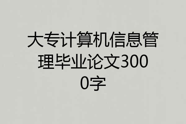 大专计算机信息管理毕业论文3000字