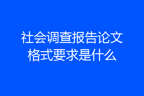 社会调查报告论文格式要求是什么