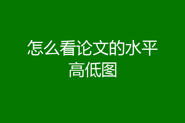 怎么看论文的水平高低图