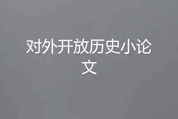 对外开放历史小论文