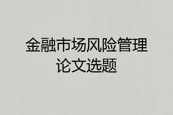 金融市场风险管理论文选题