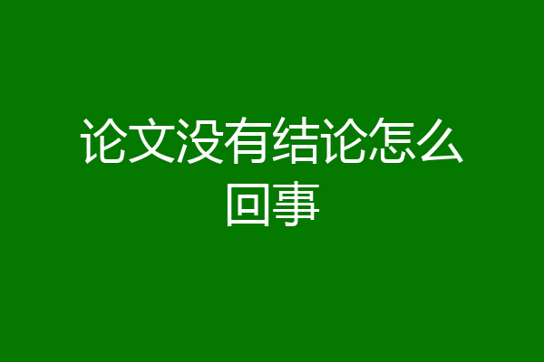 论文没有结论怎么回事