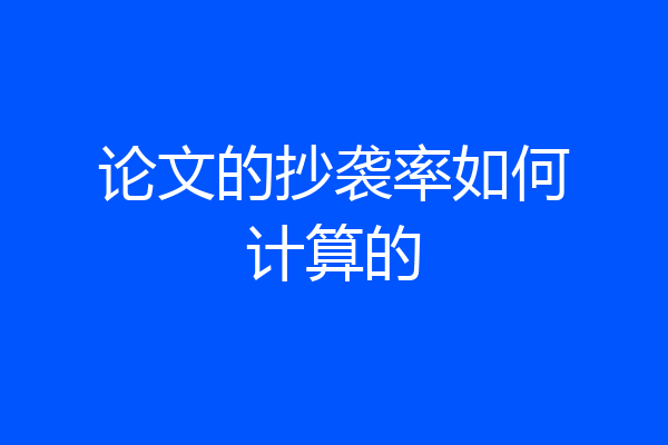 论文的抄袭率如何计算的