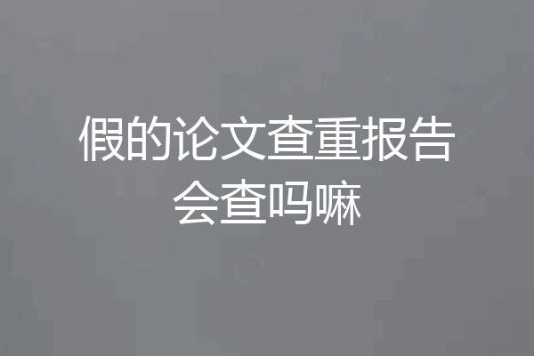 假的论文查重报告会查吗嘛