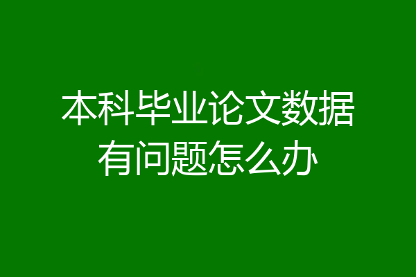 本科毕业论文数据有问题怎么办