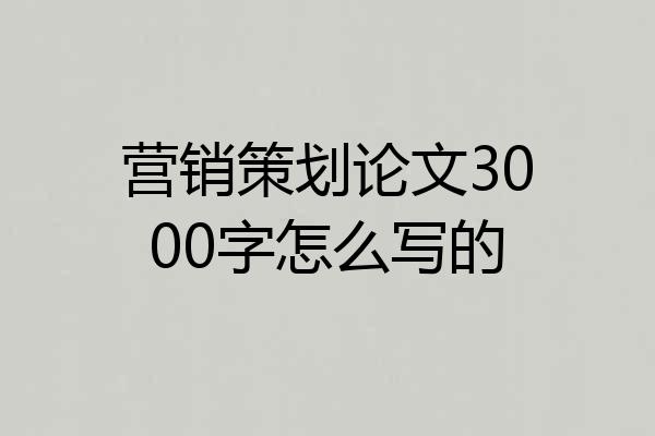营销策划论文3000字怎么写的