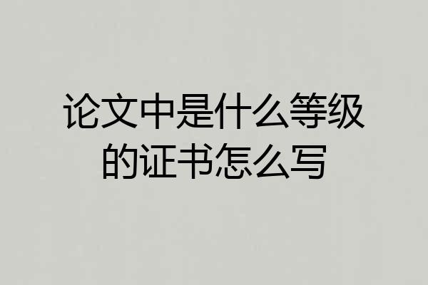 论文中是什么等级的证书怎么写