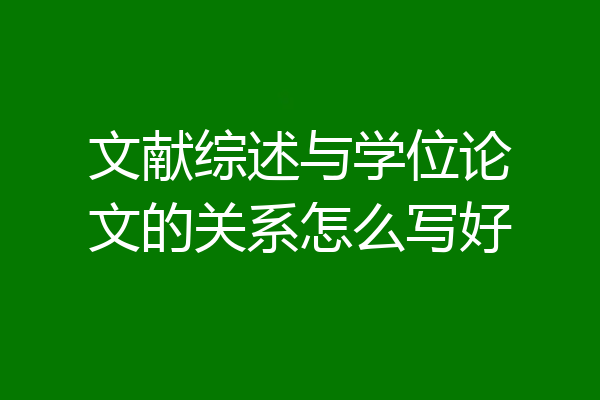 文献综述与学位论文的关系怎么写好