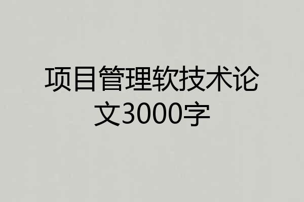 项目管理软技术论文3000字